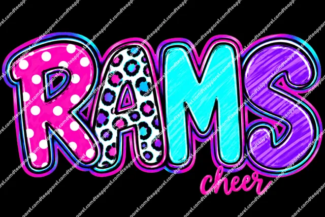 Rams Cheer Neon DTF Transfer