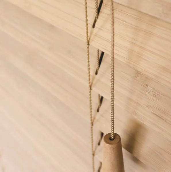 Close-up of bamboo venetian blind slats and pull, Eclipse SBC serving Saxilby