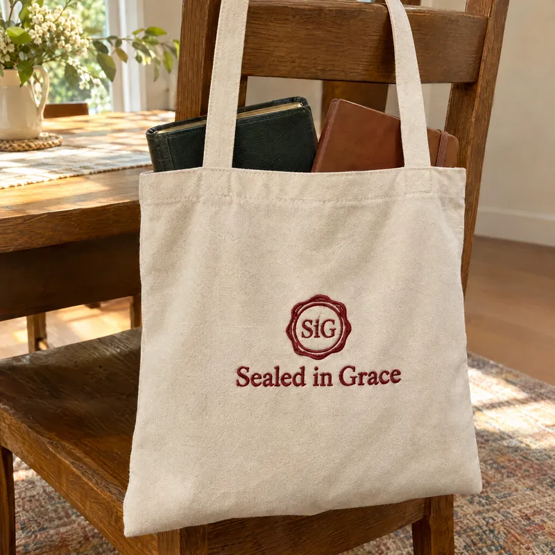 Sealed in Grace Embroidered Tote