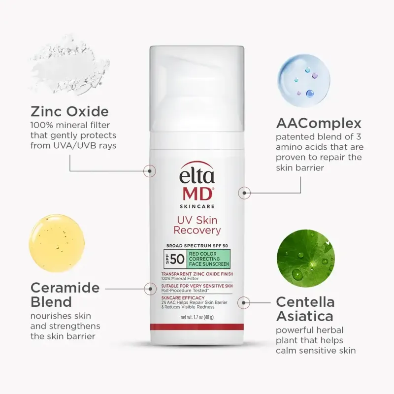 EltaMD UV Skin Recovery Red Color Correcting Green Tint Broad Spectrum SPF 50 (1.7 oz green tint)