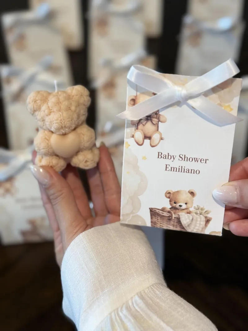 Set de 12 Velitas Osito Personalizadas para Baby Shower.