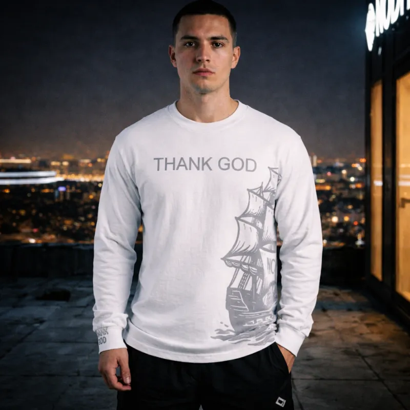 NODH 'THANK GOD' White Ship LongSleeve 