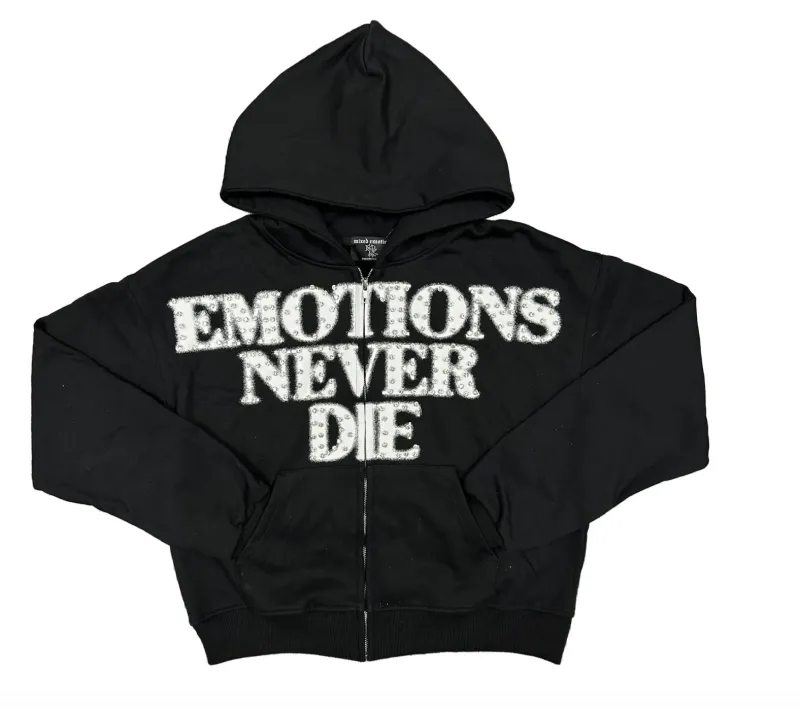 Mixed Emotion - Black ‘End’ Rhinestone hoodie