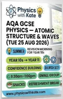 AQA GCSE Physics — Atomic Structure & Waves (Tue 25 Aug 2026)