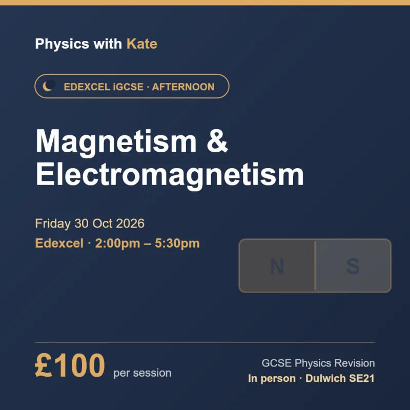 Edexcel iGCSE Physics — Magnetism & Electromagnetism (Fri 30 Oct 2026, PM)