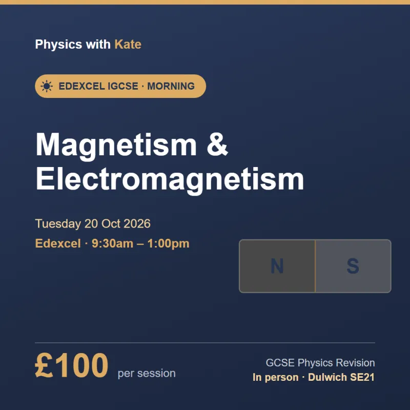 Edexcel iGCSE Physics — Magnetism & Electromagnetism (Tue 20 Oct 2026, AM)
