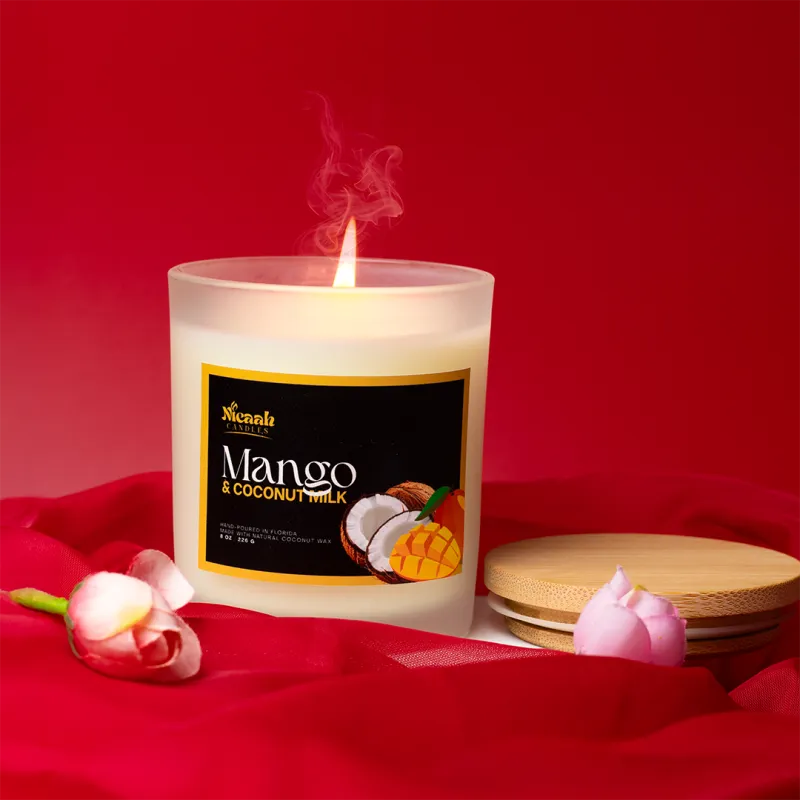 Mango & Coconut Milk Scented Candle – 8 Oz Tropical Fruit Candle