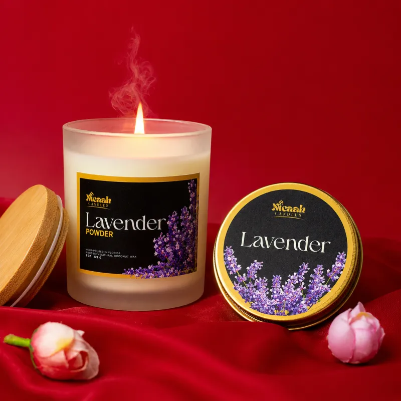 Lavender Calm Bundle – 8 Oz Candle + 2 Oz Tin Candle Set