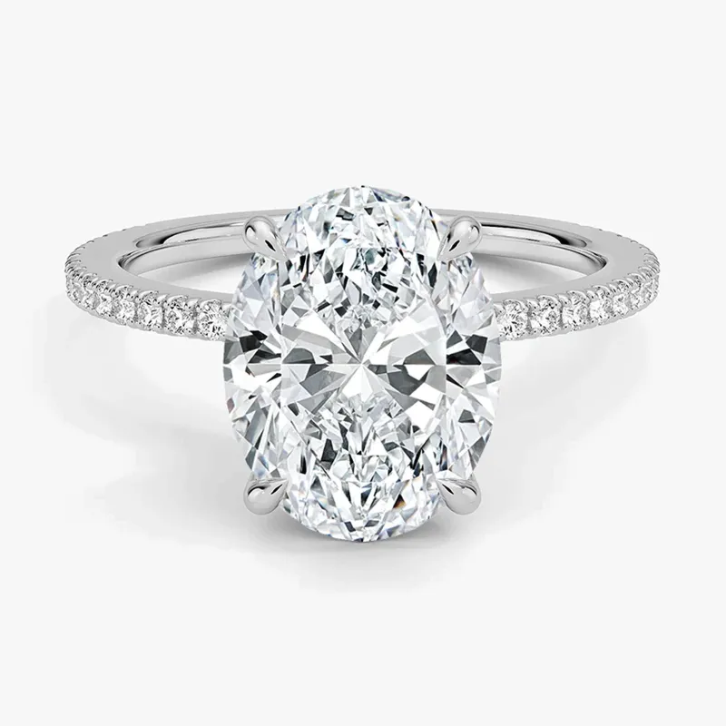 3.37 Total Carat Petite Hidden Halo Solitaire Ring