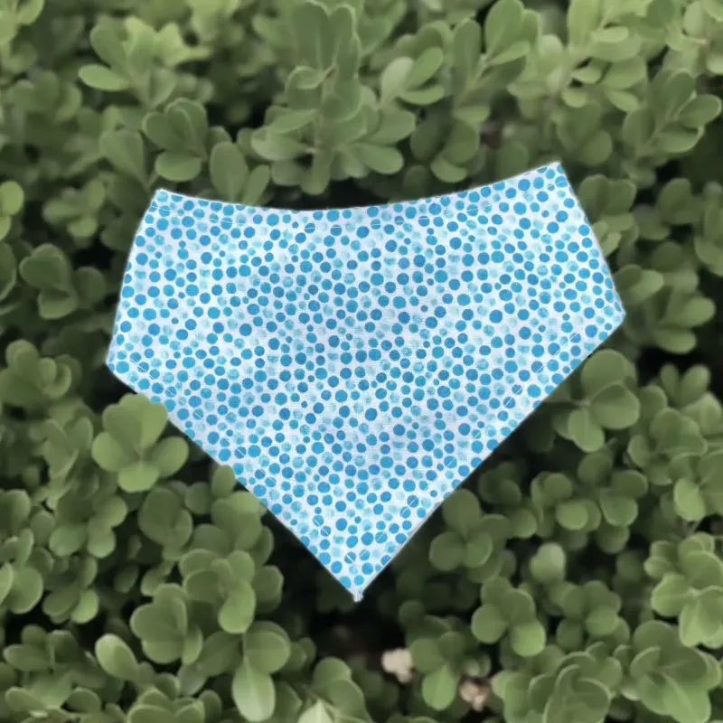 Watercolor Dots Blue Dog Bandana With Snaps