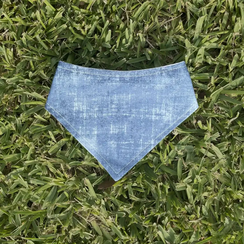 Faux Dark Denim Dog Bandana With Snaps