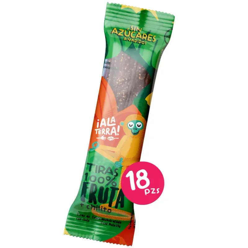 Tiras 100% Fruta de ¡Ala Terra! 18 piezas