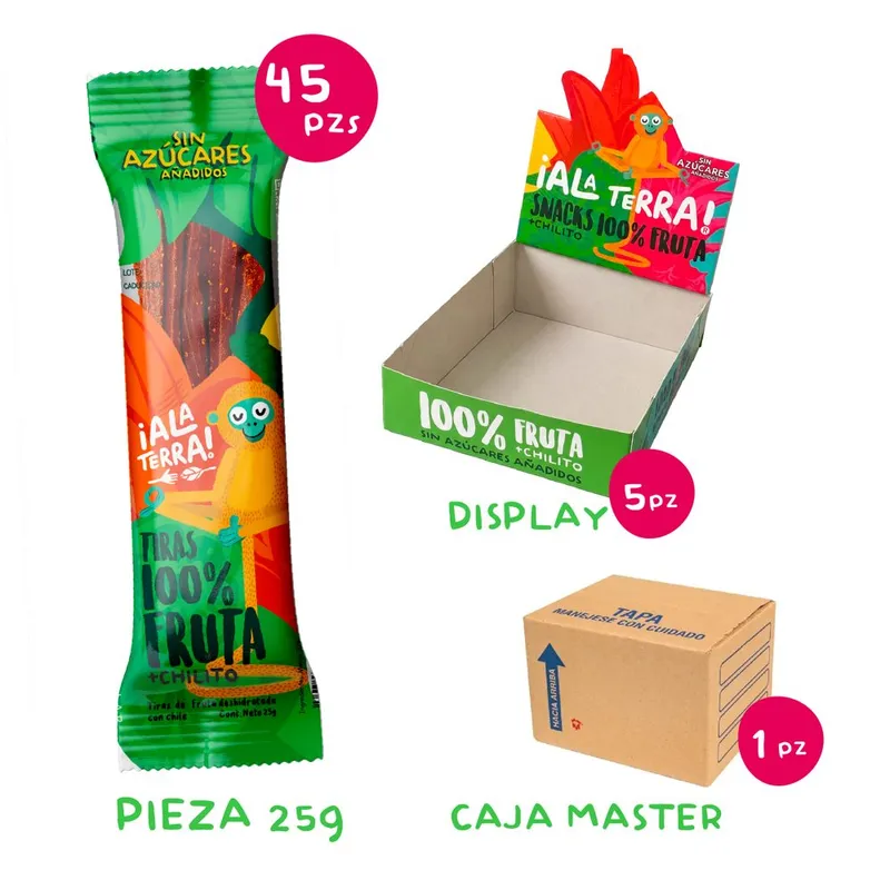 Caja de tiras ¡Ala Terra!: 45 piezas de 25 g en 5 displays