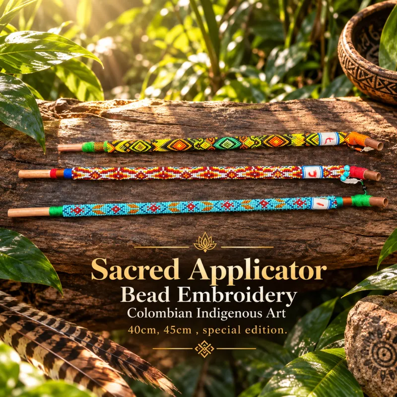 Copper Long  Bead Tepi Embroidery Colombian Indigenous  45cm-40cm-35cm