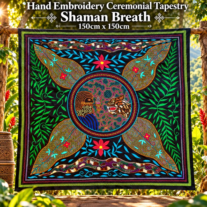 4. Hand Embroidery, Shaman Jaguar Spirit 143 cm-150cm