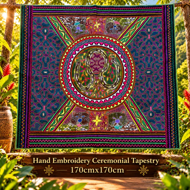3.Large Hand Embroidery Tapestry 170cmx150cm, Kundalini Jaguar