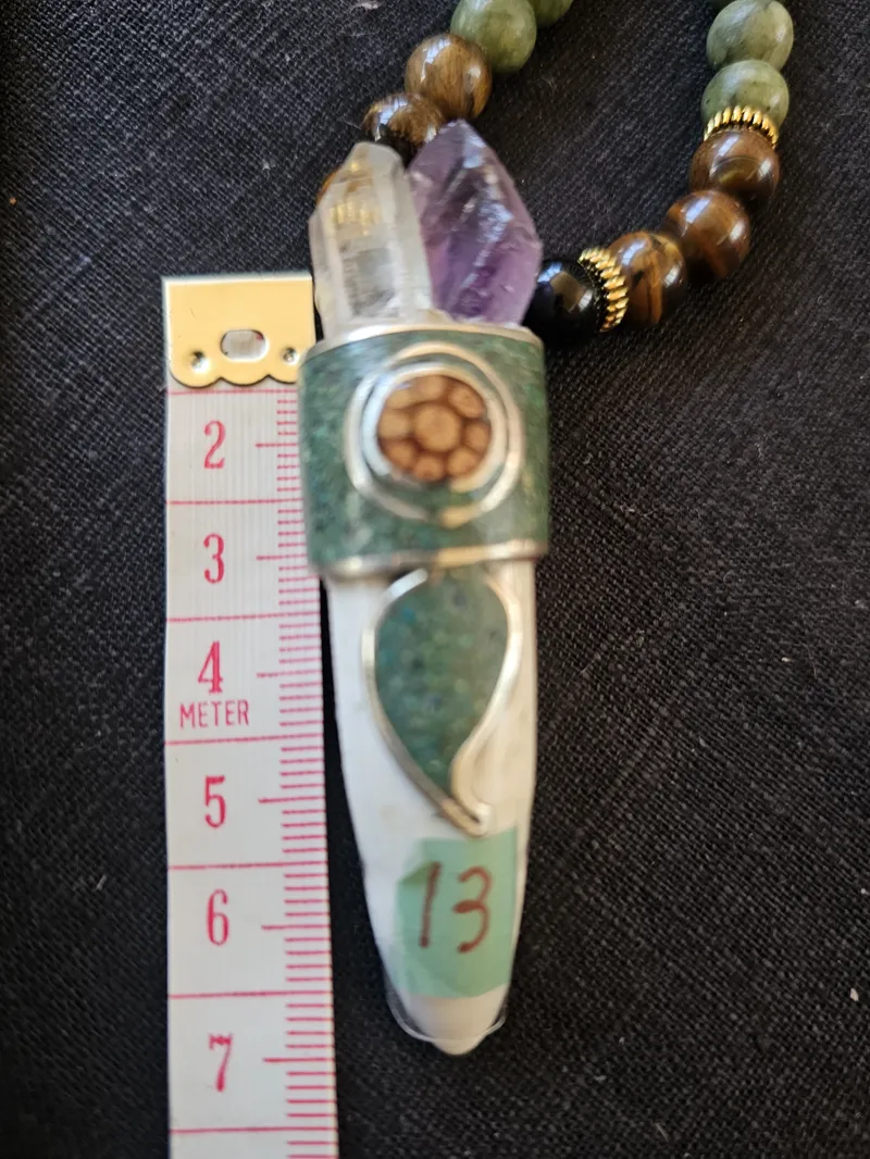 1. Jaguar Tooth Talisman Gemstone Green Jade Black Tourmaline (Deep black beads)108 bead