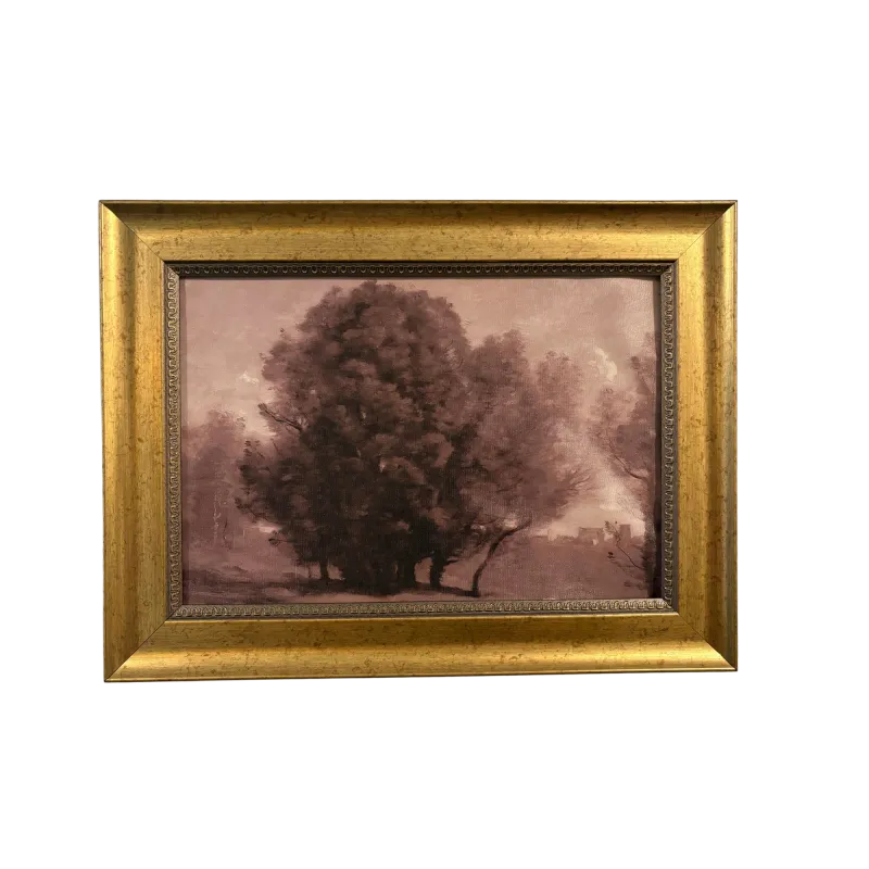 Vintage Landscape Painting in Ornate Gold Frame