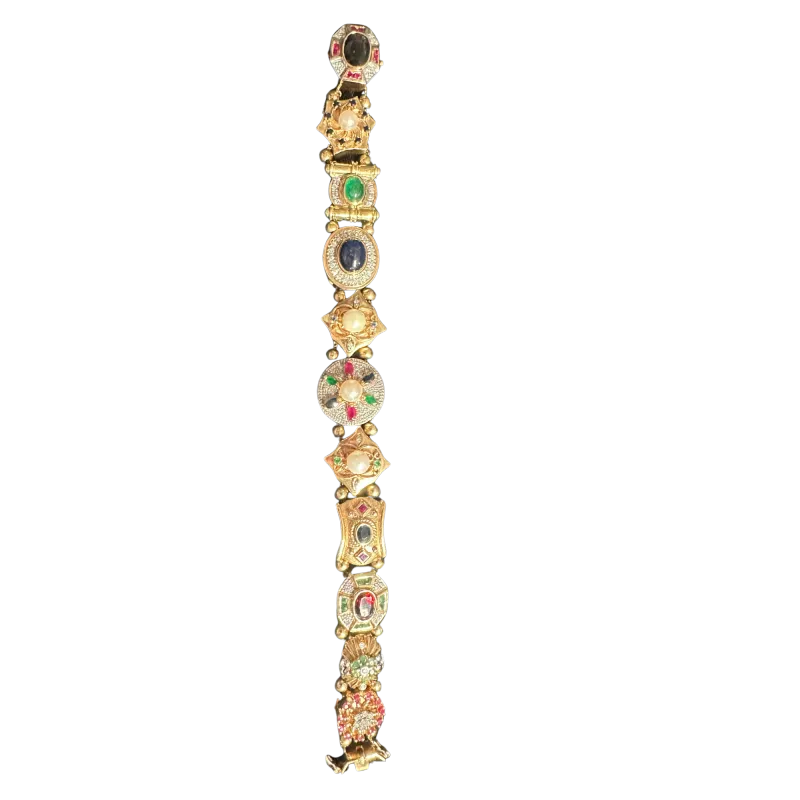 Exquisite Vintage Multi-Gem Gold Bracelet