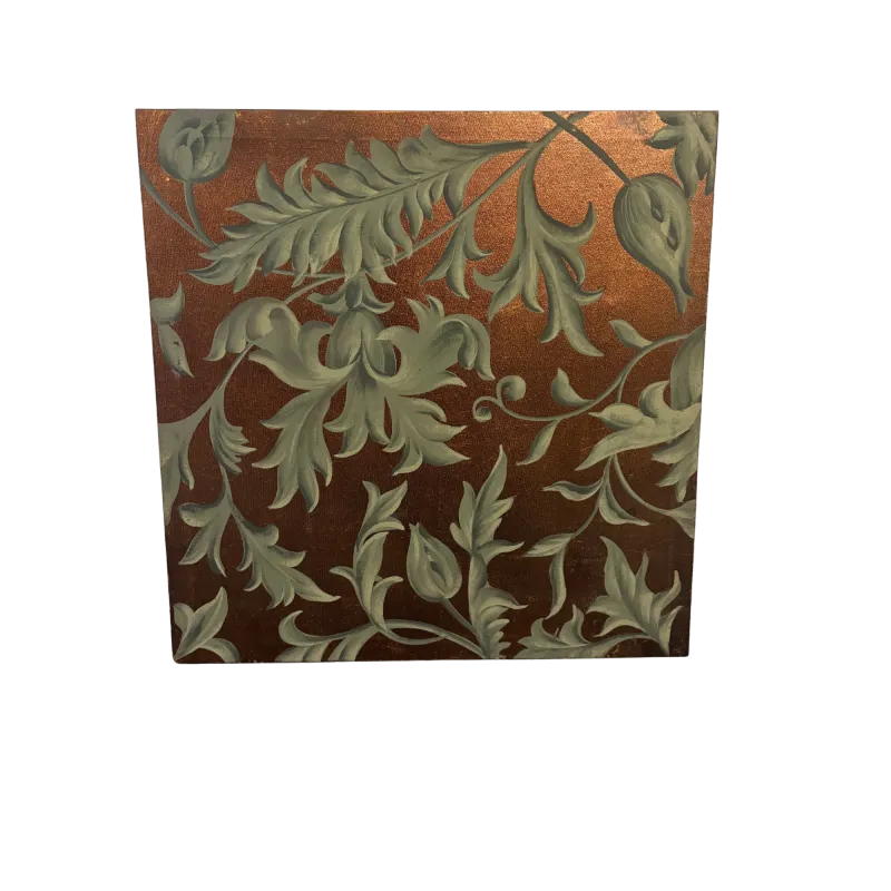Hand Painted Botanical Artwork on Bronze Metallic Background