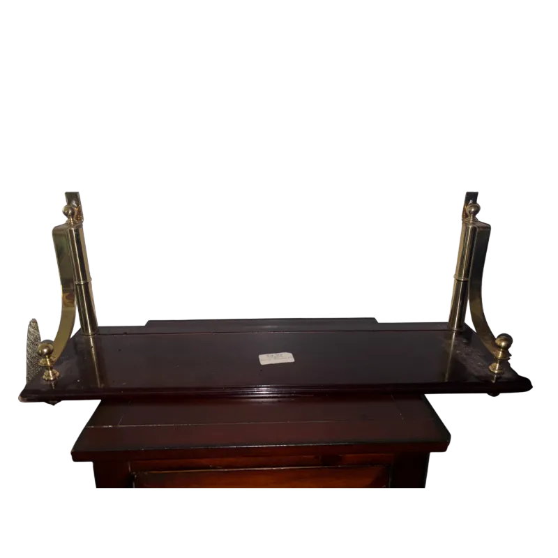 Vintage Brass and Wood Wall-Mounted Shelf