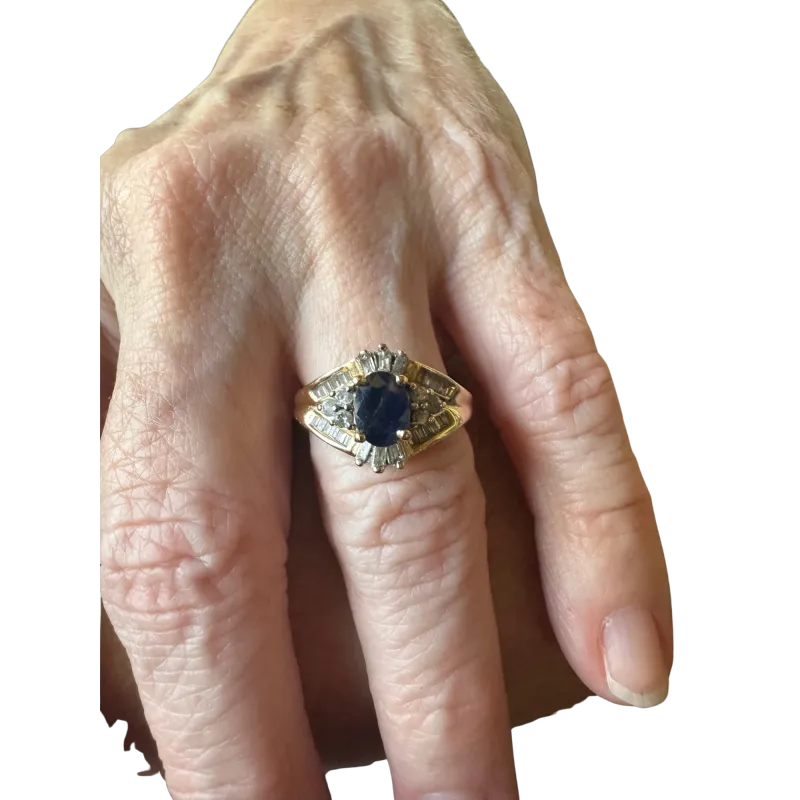 Sapphire and Diamond Ring in 14K Yellow Gold