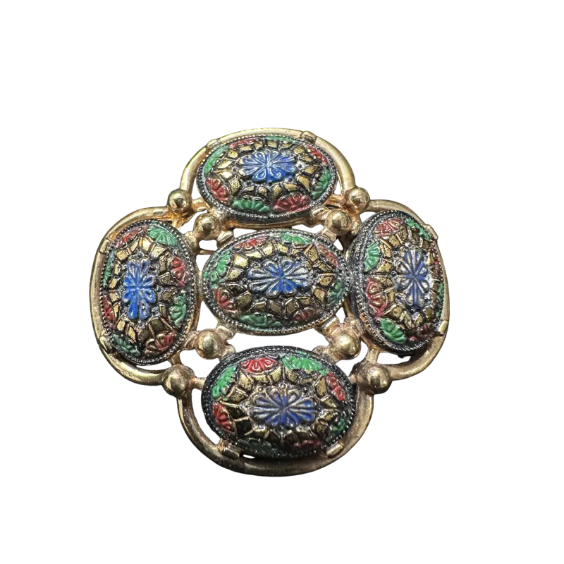 Vintage Enamel Floral Brooch