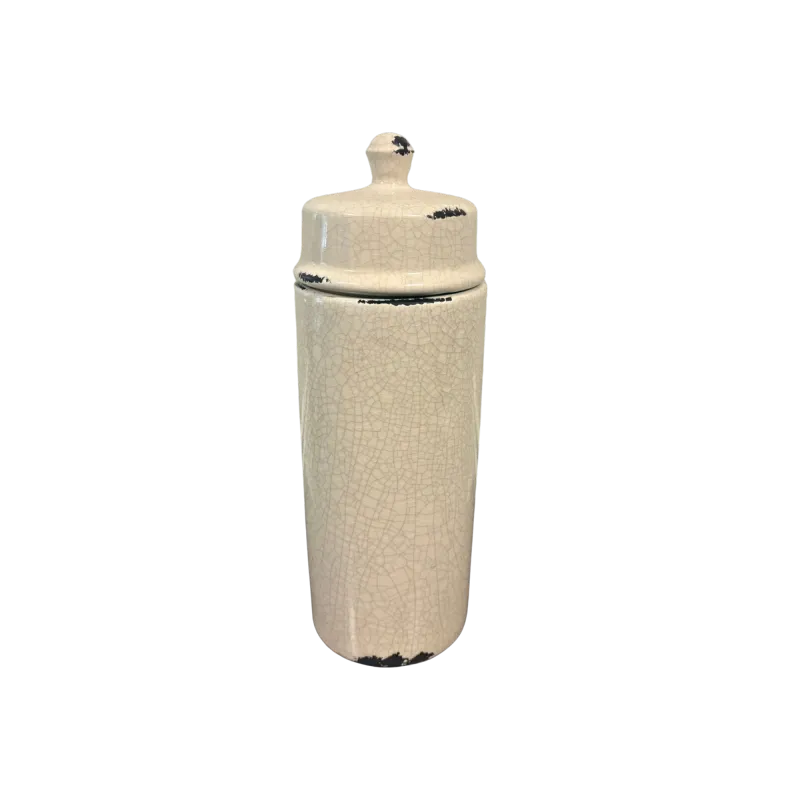 Timeless Handcrafted Crackle-Glazed Ceramic Jar