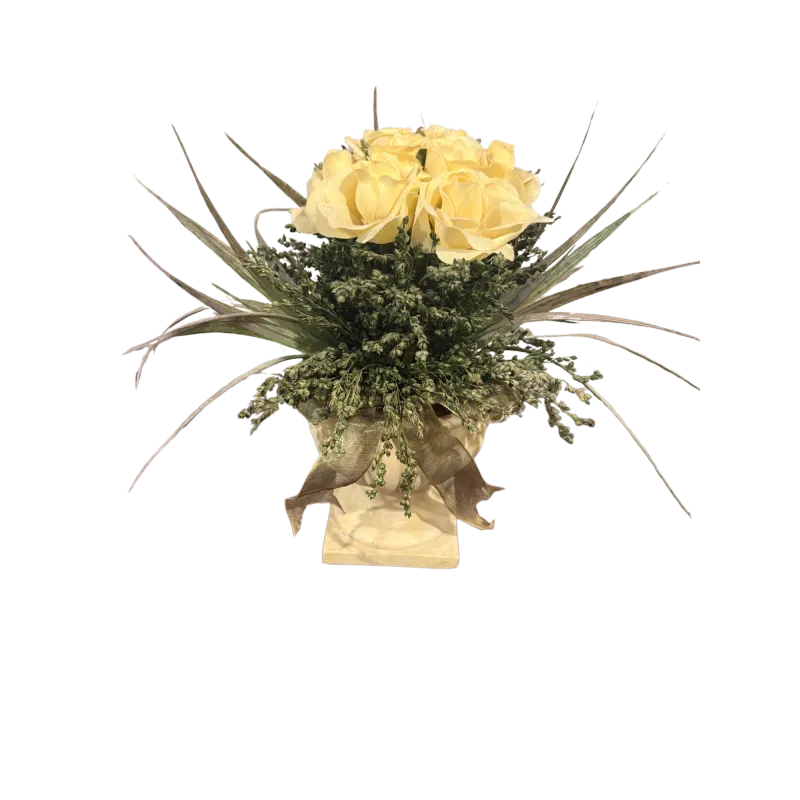 Charming Silk Floral Arrangement with Yellow Roses