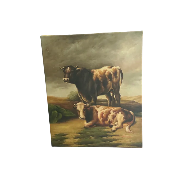 Rustic Farmhouse Cow Canvas Wall Art