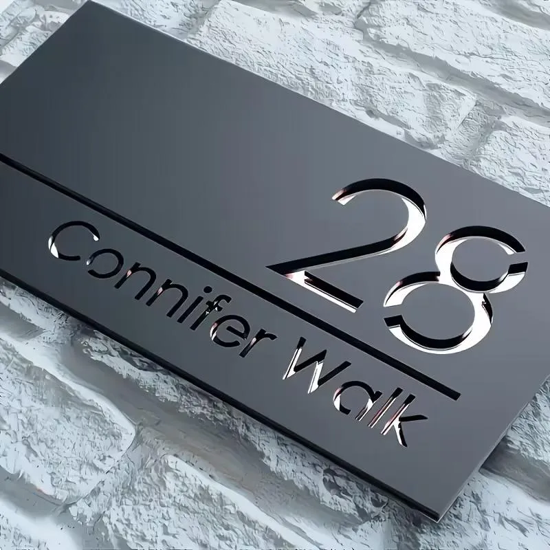 Customised, laser engraved | 3D Double Layer Acrylic Door Number