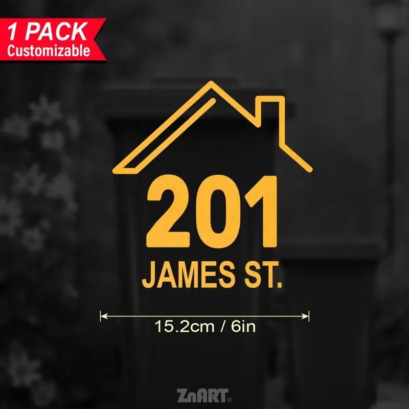Customised Reflective House Number Stickers - Weather-Resistant Peel-and-Stick Vinyl Address Labels 