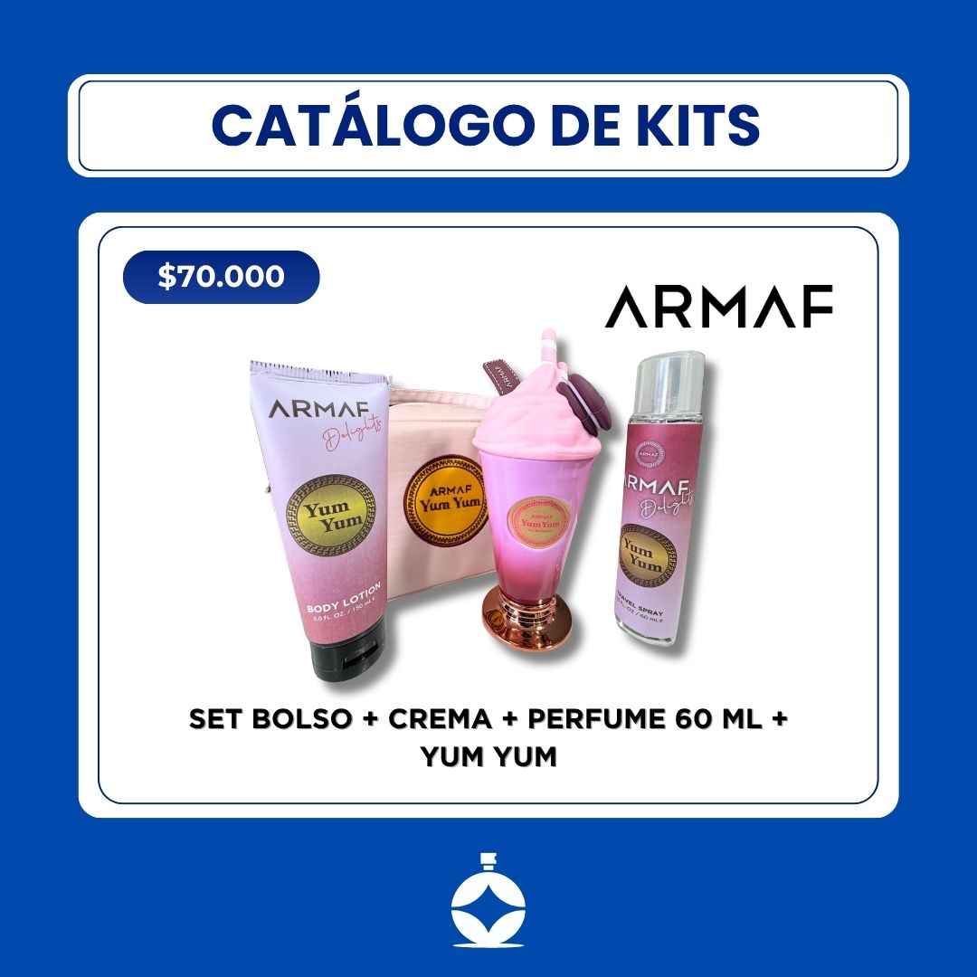 SET BOLSO + CREMA + PERFUME 60 ML + YUM YUM