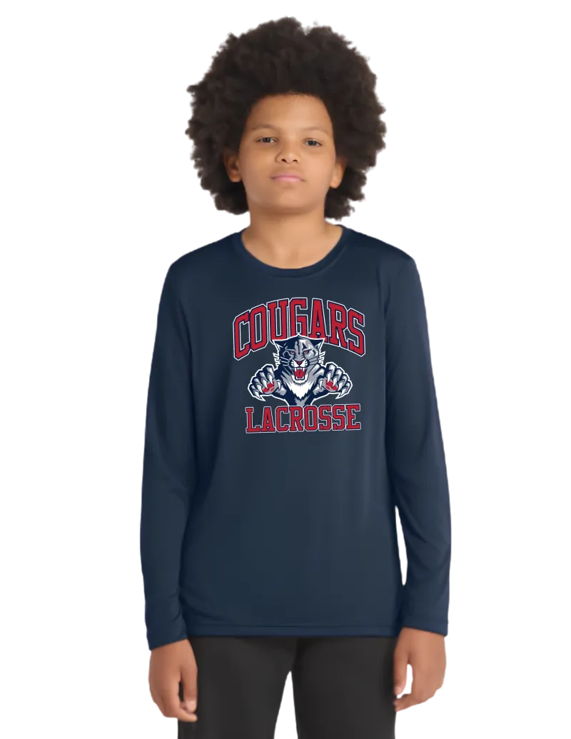 Sport-Tek ® Youth Posi-UV® Pro Long Sleeve Tee. YST420LS - True Navy - Cougars Primary