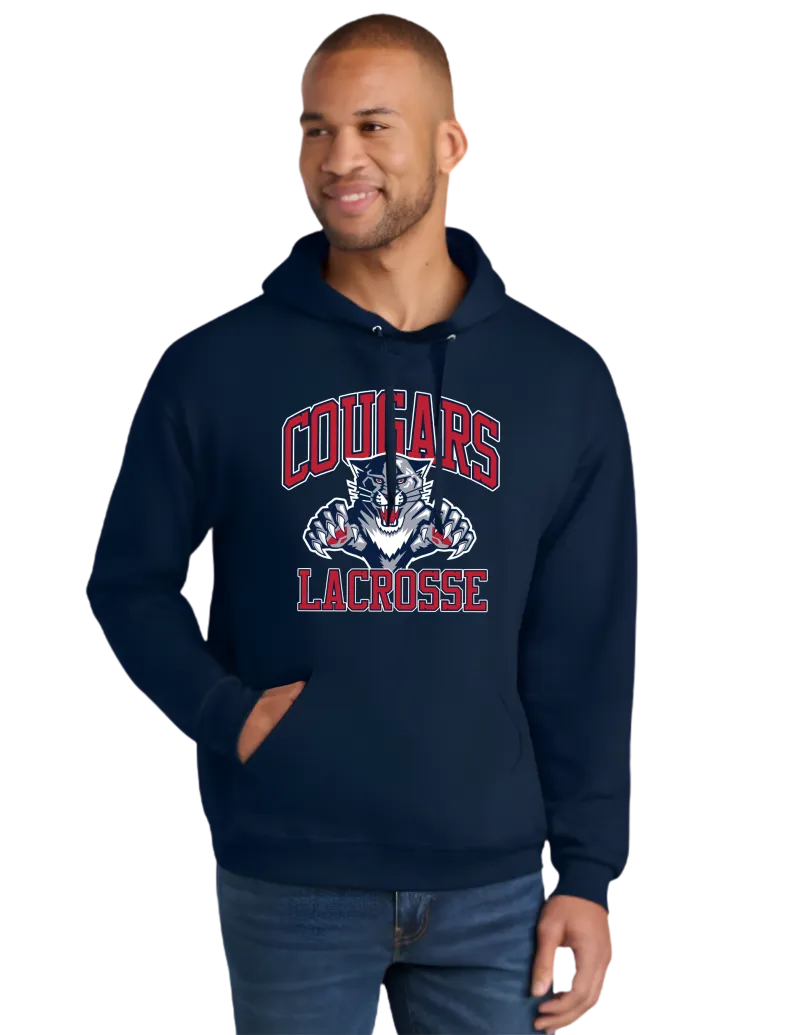Jerzees Ultimate™ Unisex CVC Ring Spun Hooded Sweatshirt IC49M - True Navy - Cougars Primary