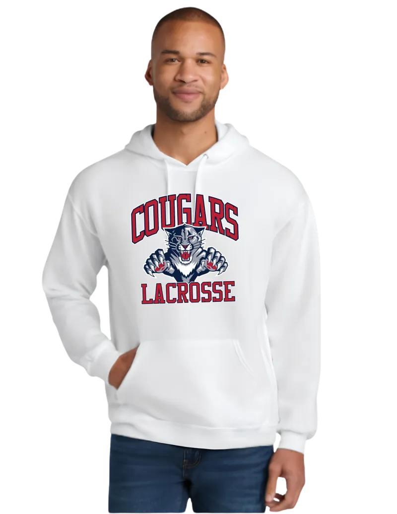 Jerzees Ultimate™ Unisex CVC Ring Spun Hooded Sweatshirt IC49M - White - Main Logo