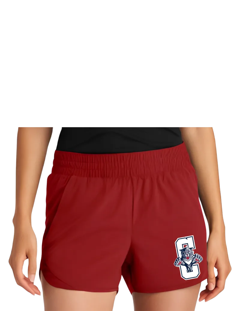 Sport-Tek® Women's Repeat Swift Short LST484 - Deep Red - Cougar C White