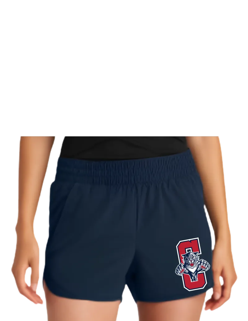 Sport-Tek® Women's Repeat Swift Short LST484 - True Navy - Cougar C Red with White Outline