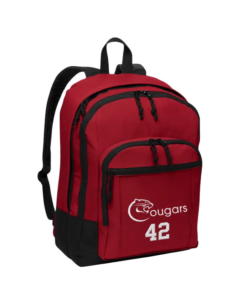 Port Authority® Basic Backpack. BG204 - Red - Cougars Classic Full - EMB White