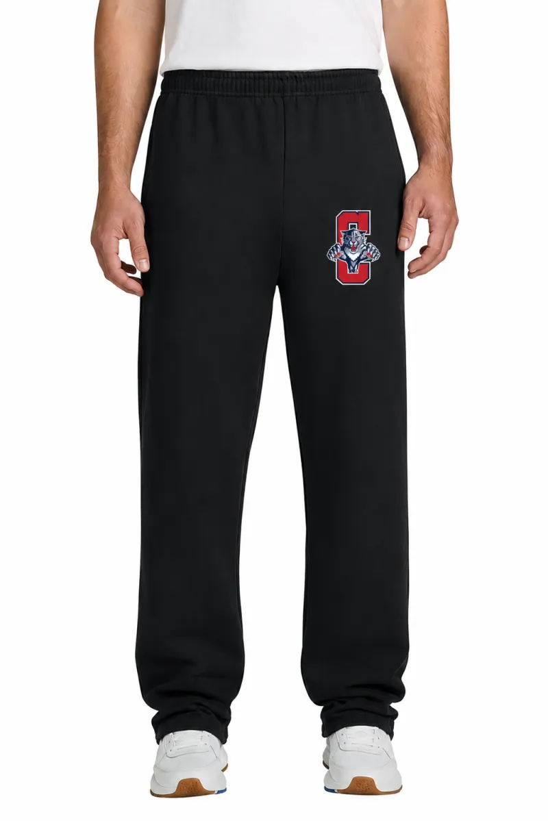 Jerzees® NuBlend® Open Bottom Pant with Pockets. 974MP - J. Navy - Cougar RED C - White Outline