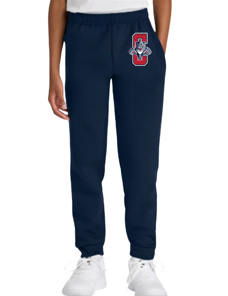 Jerzees® Youth NuBlend® Jogger Sweatpant 975B - J. Navy - Cougar C Red with White Outline