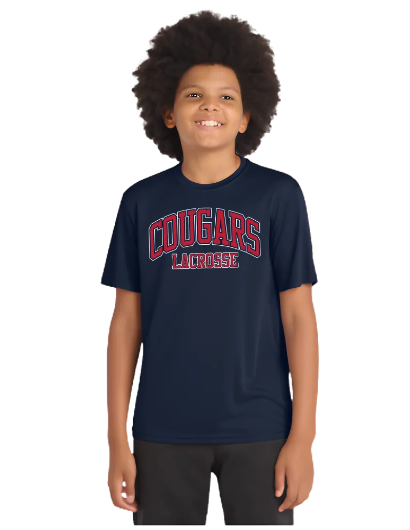 Sport-Tek® Youth PosiCharge® Competitor™ Tee. YST350 - White or Navy- Cougars Lacrosse