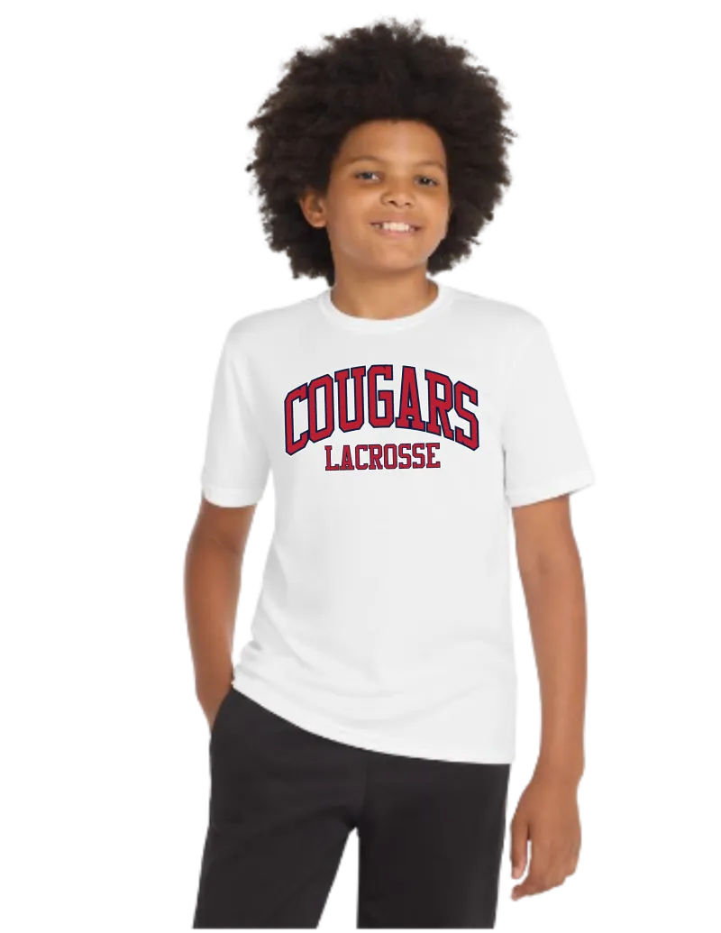 Sport-Tek® Youth PosiCharge® Competitor™ Tee. YST350 - White or Navy- Cougars Lacrosse
