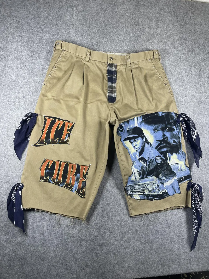 Ice Cube Graphic Shorts ( Khaki )