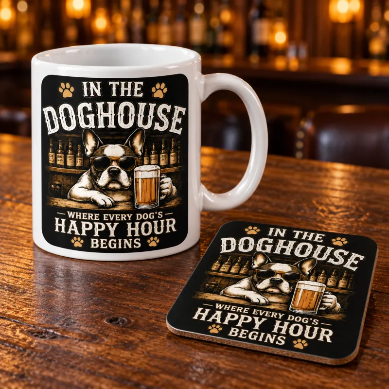 Mug and Coaster Gift Set – Where Every Dog’s Happy Hour Begins