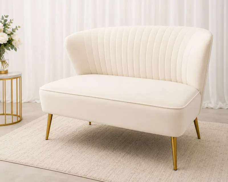 Modern Velvet Loveseat - Ivory