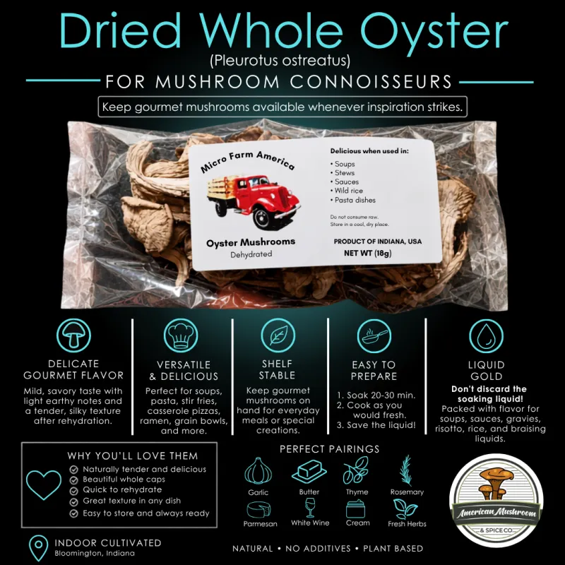American Mushroom & Spice: Dried Whole Oyster