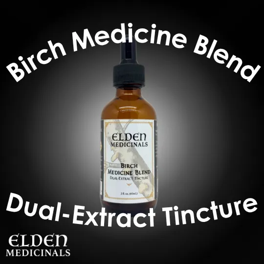 Elden Medicinals: Birch Medicine Blend Dual-Extract Tincture - 3 Wild-foraged fungi: Chaga, Birch Polypore, Tinder Polypore