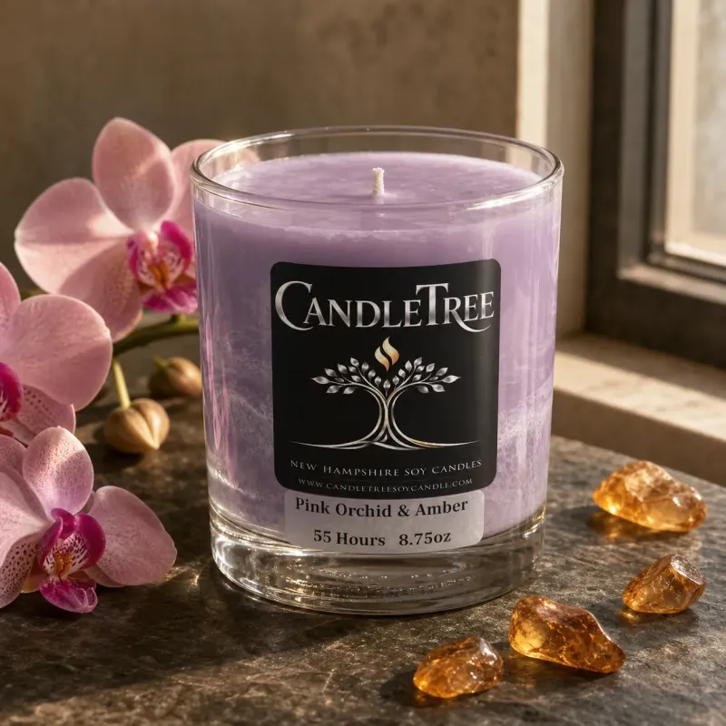 Pink Orchid & Amber Hand-Poured Soy Candle