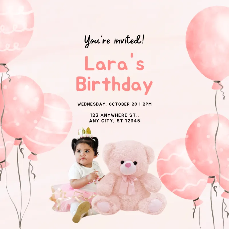 Pink Birthday Invitation Template